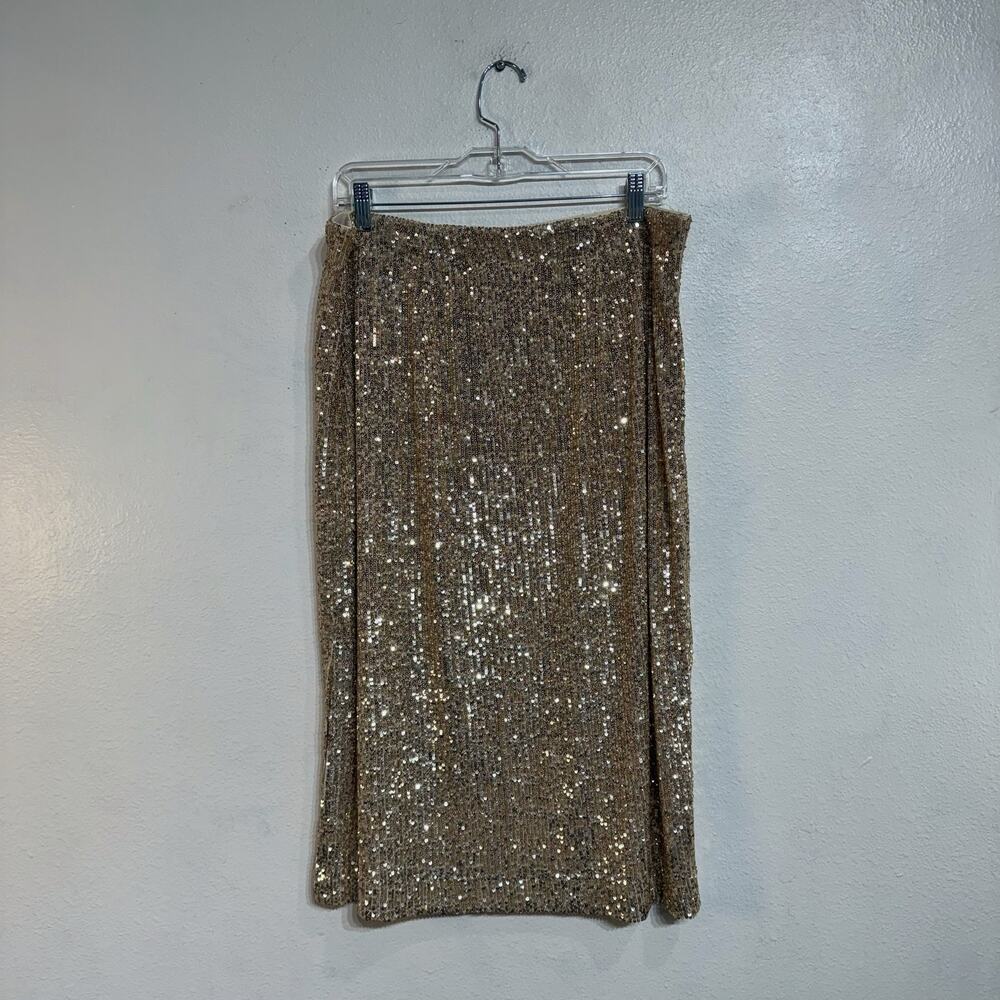 Ann Taylor Gold Sequin Pencil Skirt Sz L - Picture 8 of 9